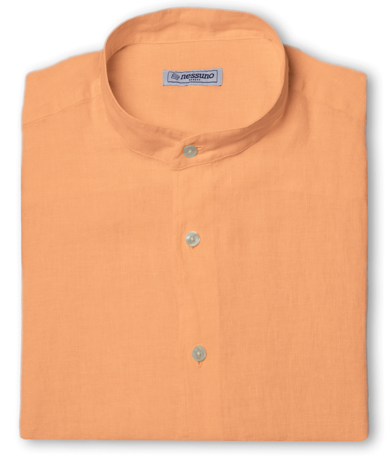 chemise en lin col mao orange sunset
